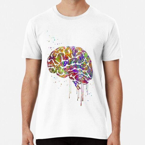 Remera Anatomía Del Cerebro, Arte Médico, Acuarela Cerebro A