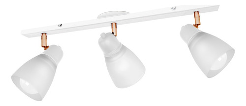 Aplique 3 Luces Tulipa Vidrio Pared Baño Interior Led E27 Estructura Blanco/Cobre