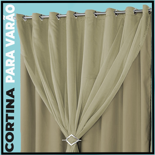 Cortina Blecaute Blackout 7x2,40 Para Quarto Berlim Preto Cor Bege