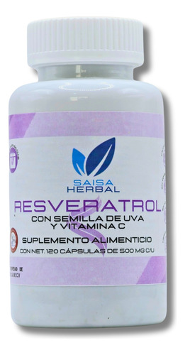 Resveratrol 120 Cáp Semilla De Uva Y Vitamina C Saisa Herbal