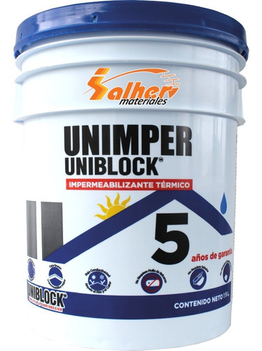 Unimper Imper-meabilizante 5 Años Uniblock Cubeta 19 Litros