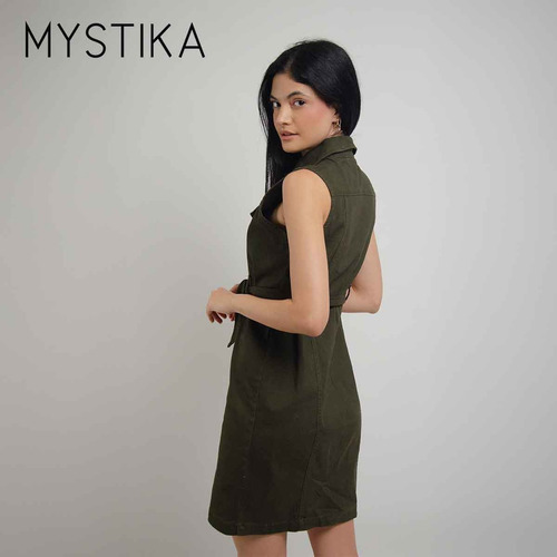 Vestido Camisero Mujer Dama Stretch Con Lazo En Algodón