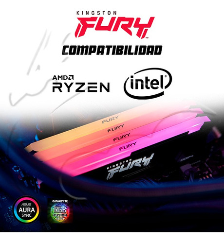Memoria Ram Fury Rgb 16gb Ddr4 3200 Mhz Cl 16 / 1.35v