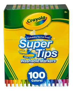 Crayola Supertips , Juego De 100 Plumones Lavables Deluxe Li