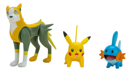 Pokemon Pikachu Mudkip Boltund Battle Feature 3 Figuras Set.