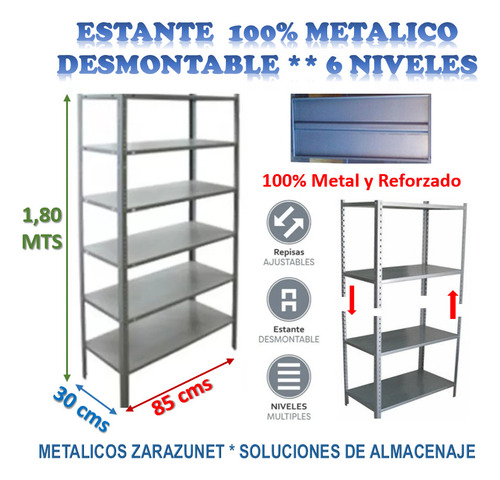 Anaquel 30x85 De 6 Niveles