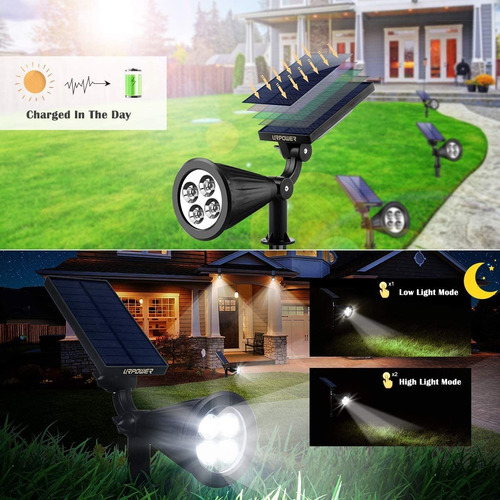 Luces Solares Para Exteriores, 2 En 1, Focos Solares Aj...