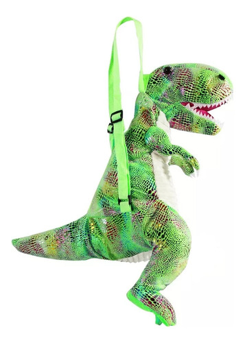 Mochila Dinosaurio Tornasol Peluche Sonido Luces Moda Niños C*