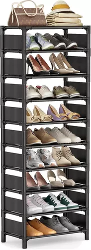  HAIXIN Estantes para zapatos para armario, zapatero de altura  ajustable, organizador de zapatos de 10 niveles, soporte estrecho de  plástico para zapatos, soporte vertical negro para zapatos de entrada,  organizador de