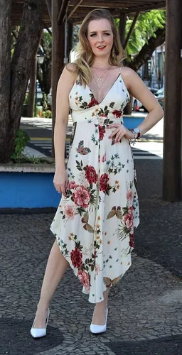 vestido cropped floral esther