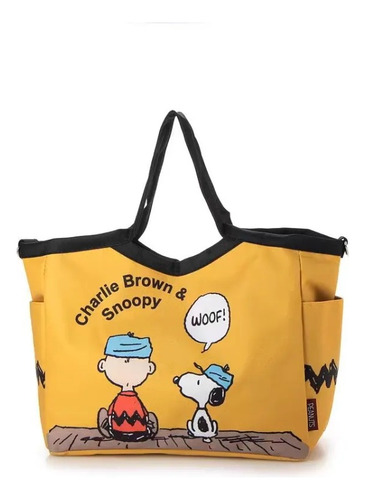 Bolsa De Hombro Mujer Dibujos Animados Multicolor. Amarillo Peanuts Níquel Negro