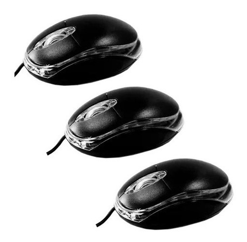 Mouse Optico Usb Pc Negro B100 Ergonómico Económico 3 Unids