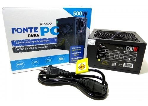 Fonte De Alimentação Atx Powerx 500w Real Bivolt Kp-522 Knup