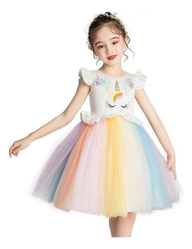 Vestido Unicornio Niña Fiesta Cumpleaños Princesa