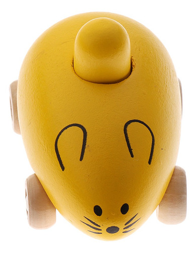 Carro De Madeira Rato Chocalho Crianças Brinquedos Amarelo