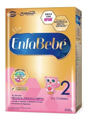 Leche de fórmula en polvo Mead Johnson EnfaBebé 2 en caja x 4 unidades de 800g - 6  a 12 meses