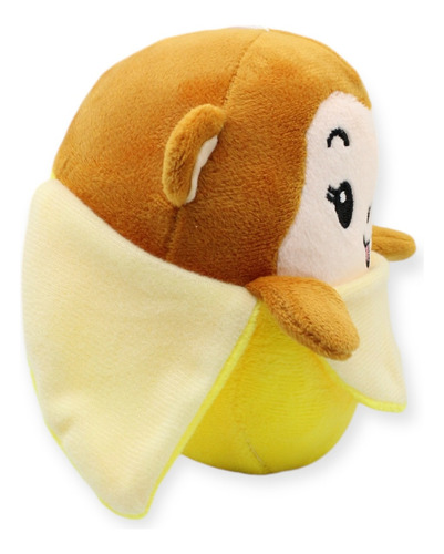 Changuito De Peluche Café En Un Platano Suave Juguete 15cm Color Marrón Claro