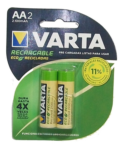 Pilas Recargables Varta Aa 2100mah 1.2v X 2u Ni-mh Ecologic 