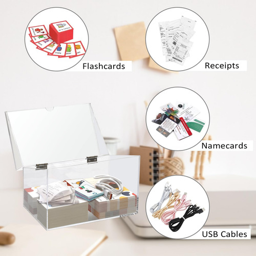 Caja De Tarjeta De Índice Acrílico Transparente De 5 X 8 Pul