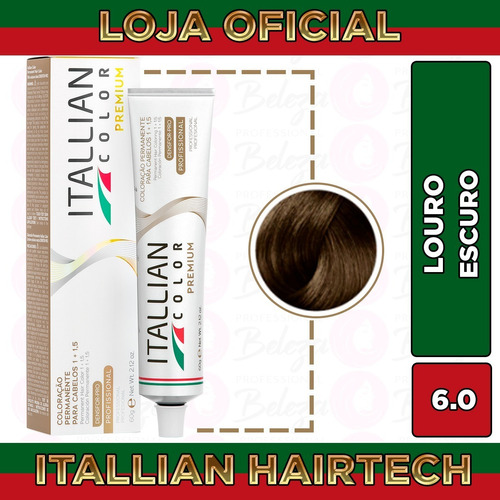 Coloração Itallian Color 60g Profissional Tom 6.0  Louro Escuro