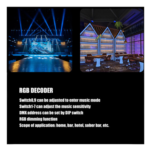 Controlador Decorder Led 4 Canais Dmx 512 Rgb Ajustável