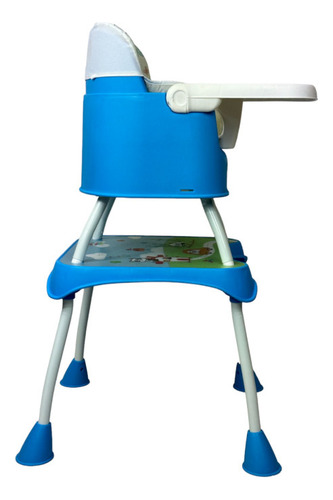 Silla Alta Con Periquera Para Bebe Con Bandeja Y Convertible Color Azul Animales