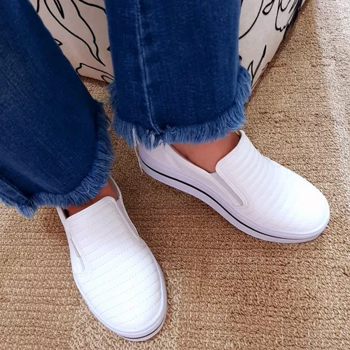 Tenis Quiz 65-1791-04 Slip On Calce Fácil Feminino Branco