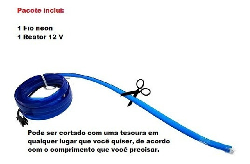 Imagem 3 de 6 de Fita De Led Tipo Neon El Wire Painel Interior Carro 5 Metros