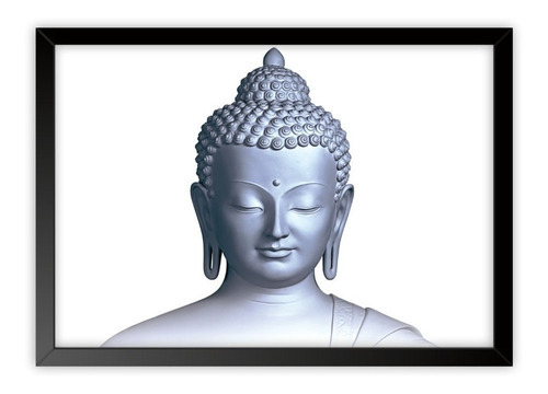 Quadro Placa Decorativo Buda Incenso Meditação Moldura A3 Cor da armação Preto