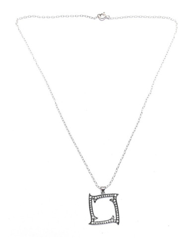 Imagen 2 de 3 de Dije Cuadrado Con Zirconias Y Cadena De Plata Ley .925