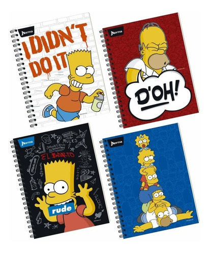 Cuaderno Argollado Cuadriculado Simpsons 7 Materias X 175 H
