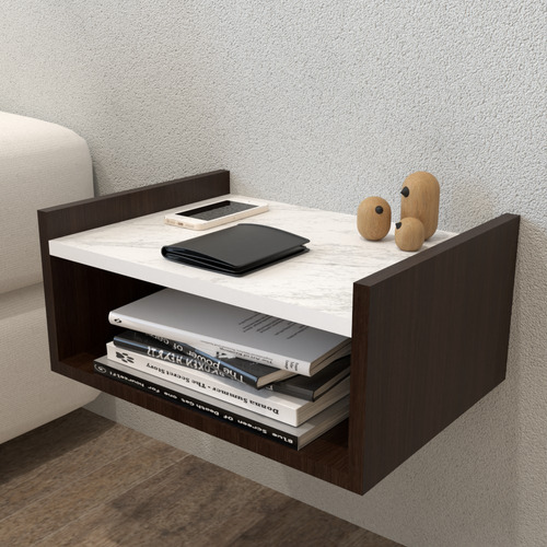 Buro Sobrio Studio Minimalista BUR-212 de melamina - 18cm x 40cm x 30cm - chocolate texturizado / carrara texturizado x 1