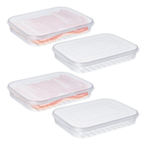 4 Cajas Protectoras De Carne De Plástico Con Tapa.