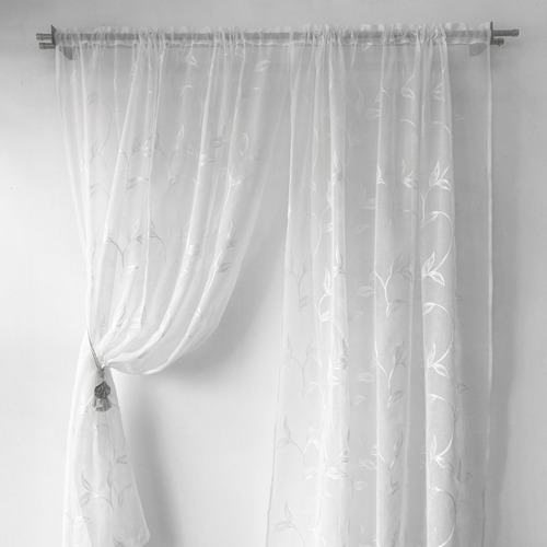 Cortinas Ambiente Organza Bordadas Denisse 2 Paños 145x220