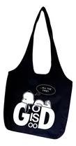 Comprar Bolso De Tela Gabardina Negra Snoopy \u002F Frase 33 X 35 Cm. Negro Snoopy