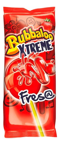 Paleta Bubbaloo Xtreme Fresa Relleno Chicle 20pz