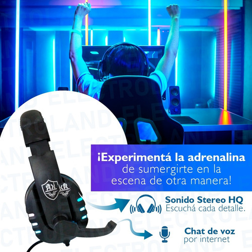 Imagen 7 de 10 de Auricular Gamer Micrófono Luz Led Rgb Sonido Hq Ps4 Pc