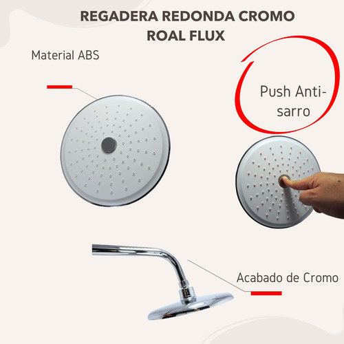 Regadera Redonda Anti-sarro Tipo Lluvia Cromada Para Baño Plateado Cromado