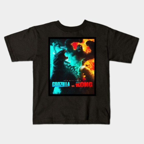 Remera Negra O Blanca Godzilla Vs King Kong Bichos A2 8