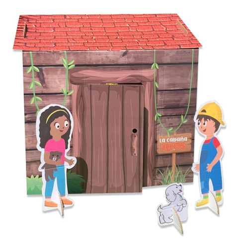 Flink Casita De Cartón Tipo Cabaña Con Personajes Pandilla Titos 120x112x72 Cm