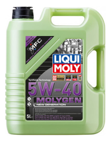 Aceite Sintético Molygen 5w-40 Anti Fricción, Vw, Mb, Gm Etc