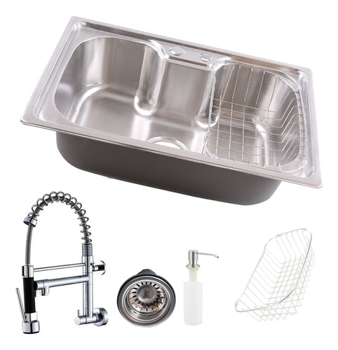 Kit Cuba Gourmet Cozinha Aço Inox 50x40cm + Torneira Parede