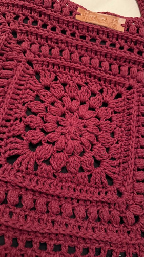 Bolso Artesanal Bolsa Cartera De Hombro Tejido Al Crochet Bordó