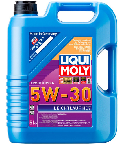 Aceite Para Motor Liqui Moly Sintético Leichtlauf Hc7 5w30 5l