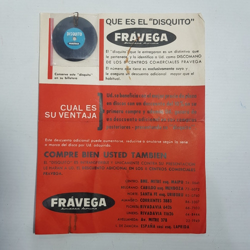 Antigua Publicidad Vinilo Fravega Muy Rara Mag 62277