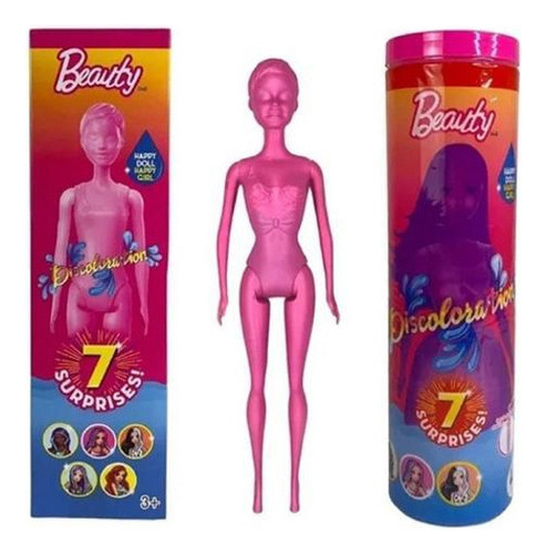 Boneca Beauty Doll Muda Cor Na Água 7 Surpresas