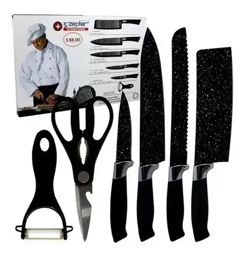 Zepter jogo de facas 6 peças tesoura cozinha aço inox antiaderente