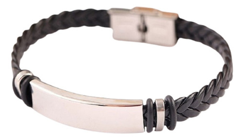 Pulsera De Cuero Genuino Trenzado Modelo Mocambo - Negra