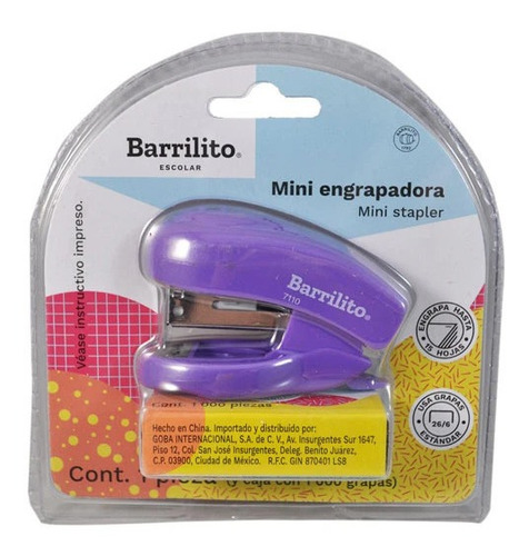 Mini Engrapadora Barrilito + 1 Caja Con 1000 Grapas