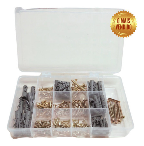 Kit Jogo 215 Parafuso Chipboard Phillips Madeira + Buchas